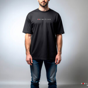 PRIMITIVO Oversized Tee Black — Frontansicht, 220g Heavyweight Cotton